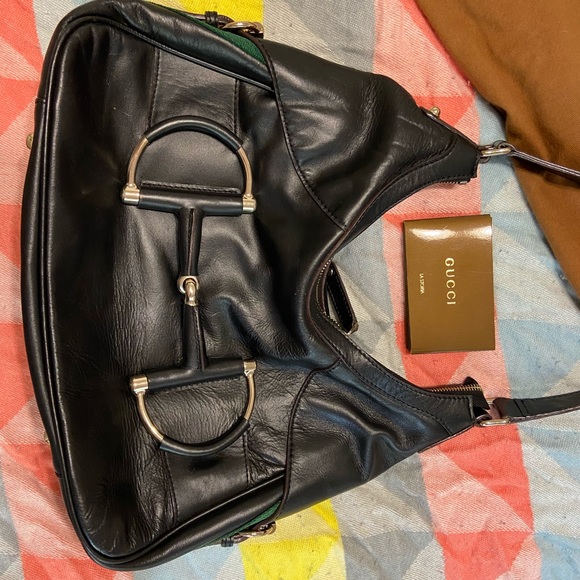 Gucci Handbags - Gucci Horsebit Hobo Bag Black Leather and Gucci Web detail
